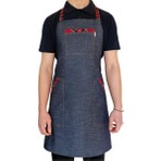 Formteks Boydan Askılı Tokalı Önlük Denim Ekose