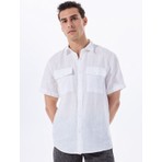 Fabrika Beyaz Erkek Basic %100 Keten Gömlek F5SM-GML 2765