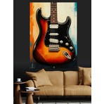 Ekart Klasik Elektro Gitar Dekoratif Kanvas - Mdf Ahşap Tablo