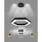 Hegza Lighting Hexagon (Siyah Kasa, Beyaz Işık) Ledli Modern Sarkıt LED Avize