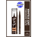 NYX Professional Makeup Epic Ink Liner - Suya Dayanıklı, Saten Finişli, Koyu Kahverengi Likit Eyeliner, İnce Uç ile Kolay Uygulama