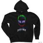Z zepplin Joker Grunge Siyah Fermuarlı Kapşonlu Sweatshirt