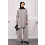 İmaj Butik Gri Bürümcük Tunik Pantolonlu Takım