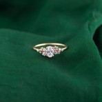 GIBYJEWEL Oval ve Yuvarlak Çoklu Taşlı 925 Ayar Minimal Rose Gümüş Yüzük
