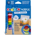 Carioca Akrilik Paint Marker Fırça Uçlu 10'lu Renkli Su Bazlı Kalemler Tüm Yüzeyler İçin