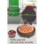 Kiwi KSM-2400W 350W Güçlü Yapışmaz Plakalı Mini Waffle Makinesi Yuvarlak Kırmızı