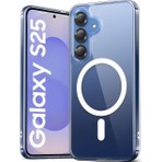 Samsung Galaxy S25 Kılıf Magsafe Wireless Kablosuz Şarj Destekli Sert Şeffaf Darbe Emici Kapak