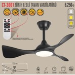 CATA CT-3001 ZÜRİH LEDLİ TAVAN VANTİLATÖRÜ SİYAH