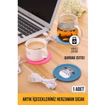 Hayvan Figürlü Taşınabilir USB Girişli Bardak Altı Isıtıcı Kedi Şekilli