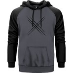 Z zepplin x Men Logo Gri Renk Reglan Kol Kapşonlu Sweatshirt