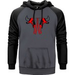 Chicago Bulls Shoes Gri Renk Reglan Kol Kapşonlu Sweatshirt