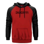 Ducati Text Kırmızı Renk Reglan Kol Kapşonlu Sweatshirt