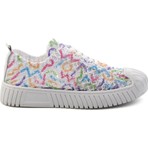 Bambi Kadın Beyaz Çok Renkli Leather Sneaker K01331175016 Düz Taban 38 Numaralı Rahat Ayakkabı