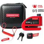 Knmaster DL506A 6mm Alarmlı Disk Kilidi | Hatırlatma Kablosu ve Taşıma Çantası Hediye | Kırmızı
