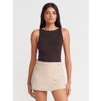 21048 Halter Yaka Top-Koyu Kahve