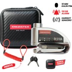 Knmaster DL510A 10 mm Alarmlı Disk Kilidi | Hatırlatma Kablosu ve Taşıma Çantası Hediye | Silver