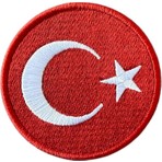 Kırmızı Renk Yuvarlak Türk Bayrağı Patch Arma - 8 cm