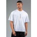 Maraton Oversize Erkek Bisiklet Yaka  Beyaz T-shirt