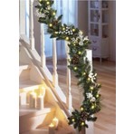 Yellowtech 270 Cm Yılbaşı Çam Garland – 240 Dal Yoğun Çam Dalı, Doğal Görünümlü Noel Süsü, Süslemeler Hariç, 10 Metre LED Işık Hediyeli, Kapı-Merdiven-Şömine Dekoru İçin Uygun