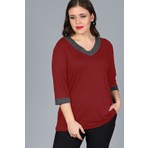 Curvy Trend Büyük Beden Yaka Kolucu Sim Bluz