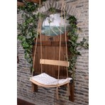 Holmen Çağlayan Ahşap Salıncak 64*34 cm Tek Kişilik Yıldızlı Desenli Minder ile Ergonomik Tasarım