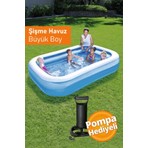 Bestway 12819, Büyük Boy Dikdörtgen Şişme Aile Havuzu + Pompa (211X132X46CM)