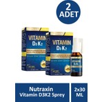 Nutraxin Vitamin D3K2 Sprey 30 ml 2 Adet Yüksek Emilim İçeren Sporcu Besini
