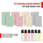 Ntt - 8'li Soft Defter Seti 6'lı Fosforlu Kalem Hediyeli