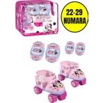 Toyfest Minnie Çocuk Paten Seti 4 Tekerli Ayarlanabilir 22-29 Numara Dizlik ve Dirseklikli 3-6 Yaş Pembe