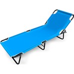 Evvon Sırt Ayarlı Katlanır Şezlong Mavi Metal Bahçe Mobilyası 165 x 55 cm Pratik Kullanım