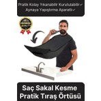 MasterCar Siyah Sakal Kesme Örtüsü Vantuzlu Evde Pratik Saç Sakal Tıraş Önlüğü Berber Malzemeleri Traş Köpüğü