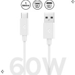 Spigen USB-A to USB-C 1 Metre Kablo 60W Güç / Hızlı Şarj / 480 Mbps Data Aktarım Hızı Type-C Ekstra Dayanıklı White - ACA08715