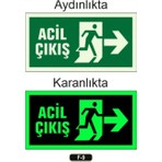Ünal Grup Fotolümen Fosforlu Acil Çıkış Sağ Yön Levhası 12 x 25 cm Dayanıklı Malzeme ile Güvenli Kullanım