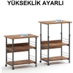 Çok Amaçlı Yükseklik Ayarlı Frenli Tekerlekli 3 Katlı Mutfak Fırınlık Kahve Masası  Yazıcı Sehpası Servis Standı