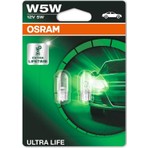 Osram T10 W5W Ultralife Plaka Park Içmekan Ampulü, 12V 2'li Paket, Universal Uzun Ömürlü Orijinal Sarı Renk