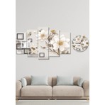 Nt Handmade MC Home Art Ahşap Tablo Seti Duvar Saati Modern Tasarım Renkli Parçalı MDF Malzeme