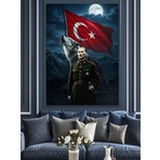 Mustafa Kemal Atatürk ve Kurt Dekoratif Kanvas - Mdf Ahşap Tablo