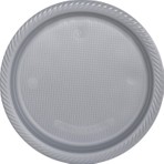 Lüks Plastik Tabak Gümüş 22 cm - 25 Adet