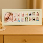 Moky Design Bebek Ilk Yıl Fotoğraf Çerçevesi, 12 Aylık Hatıra Resimleri, Hediyelik Yenidoğan Anı Albümü 43X16 cm