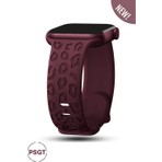 PSGT Apple Watch 10 46MM WATCH2/3/4/5/6/SE/7/8/9(42-44-45-49)MM   Kordon Leoline 42 Desen Hafif ve Dayanıklı Bordo Yumuşak Silikon Aksesuar