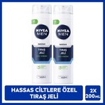 Nivea MEN Erkek Hassas Koruma Tıraş Jeli 200ml, Hassas Ciltlere Özel, Yanma Kızarma Kuruma Engelleyici, X2 Adet