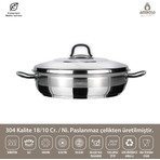Amboss Saphire Paslanmaz Çelik Basık Tencere 34X12 - Çelik Kapak