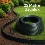 Üreticiden Siyah Çim Ayırıcı - Peyzaj Sınırlayıcı - Toprak Taş Ayıracı -25 Metre Çim Şekillendirici 40 Adet Sabitleme Kazığı ile Birlikte