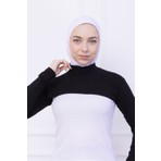 Balıkçı Yaka Boyunluklu Kolluk Siyah - Likralı Dik Yakalı Kadın Body Tesettür Crop Bolero