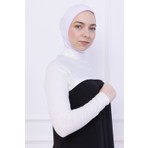 Balıkçı Yaka Boyunluklu Kolluk Ekru - Likralı Dik Yakalı Kadın Body Tesettür Crop Bolero