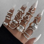 Girift Vintage Under Geometrik Şekilli Yüzük Seti