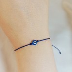Crystal Atelier Mavi Nazar Boncuklu Ayarlanabilir Şans Bilekliği, El Yapımı Asansörlü Yaz Kombini Örgü Makrome Ipli Şans Bilekliği, Makrome Bileklik, Ip Bileklik, Unisex Nazar Boncuk Bileklik