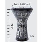 Donizetti Mısır Darbuka Işlemeli Metal 45 cm Gümüş Renk Tek Parça Perküsyon