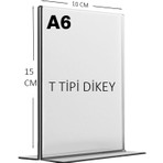 Heroglas A6 T Tipi Dikey Masa Üstü Şeffaf Pleksi 10x15 cm Fiyatlık-Menü-Broşürlük