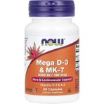 Now Foods Mega D-3 K2 Vitamin & Mk-7 5000 IU 180 Mcg 60 Caps